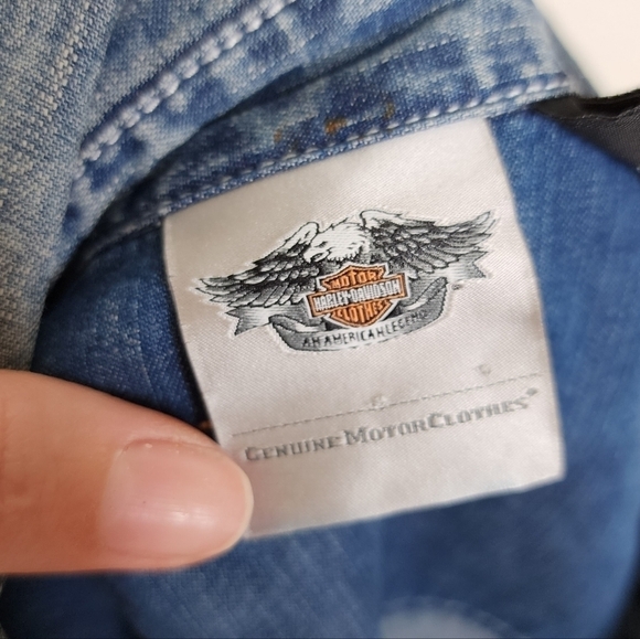Harley-Davidson Denim Button Down Blouse 2X - Picture 6 of 7